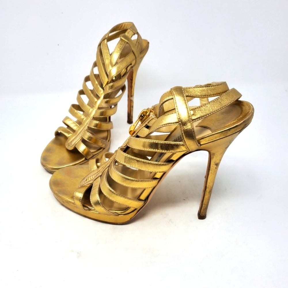 Jimmy Choo Gold Leather Pumps